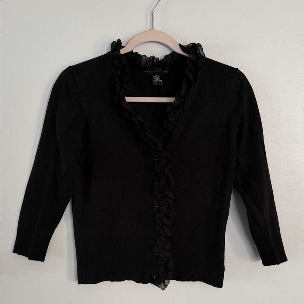 Grace Elements Black Ruffled Blouse - image 1